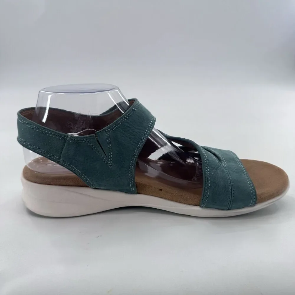 Comfortiva Leather Teal Women’s Sandal w/pillowtop Sz 11 M Fast Shipping
